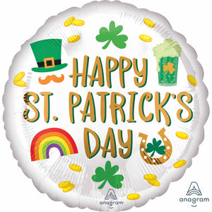 Balloon - Foil Happy St Patrick's Day Icons Foil Balloon 45cm Each