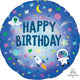 Amscan_OO Balloon - Foil Holographic Happy Birthday Outer Space Foil Balloon 45cm Each