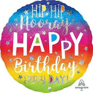 Amscan_OO Balloon - Foil Holographic Hip Hip Hooray Birthday Foil Balloon 45cm Each