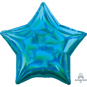 Amscan_OO Balloon - Foil Holographic Iridescent Cyan Star Foil Balloon 45cm Each