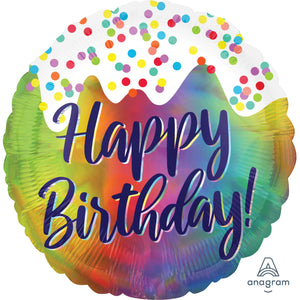 Amscan_OO Balloon - Foil Holographic Iridescent Happy Birthday Frosted Confetti Foil Balloon 45cm Each