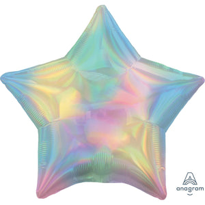 Amscan_OO Balloon - Foil Holographic Iridescent Pastel Rainbow Star Foil Balloon 45cm Each