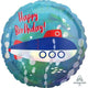 Amscan_OO Balloon - Foil Holographic Iridescent Submarine Happy Birthday Foil Balloon 45cm Each