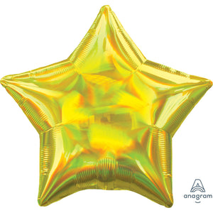 Amscan_OO Balloon - Foil Holographic Iridescent Yellow Star Foil Balloon 45cm Each