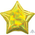 Holographic Iridescent Yellow Star Foil Balloon 45cm Each
