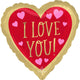 Balloon - Foil I Love You Red & Gold Foil Balloon 45cm Each