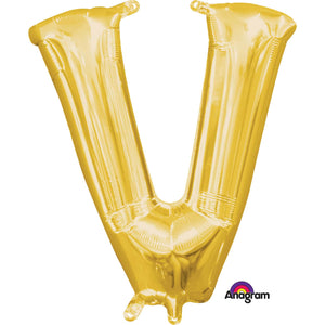 Amscan_OO Balloon - Foil Letter V Gold Foil Balloon 40cm Each