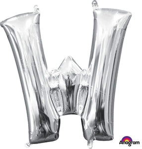 Amscan_OO Balloon - Foil Letter W Silver Foil Balloon 40cm Each