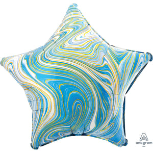 Amscan_OO Balloon - Foil Marblez Blue Star Foil Balloon 45cm Each