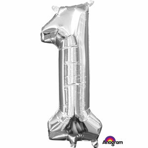 Amscan_OO Balloon - Foil Number 1 Silver Foil Balloon 40cm Each