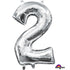 Number 2 Silver Foil Balloon 40cm Each
