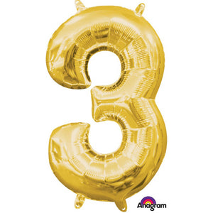Amscan_OO Balloon - Foil Number 3 Gold Foil Balloon 40cm Each