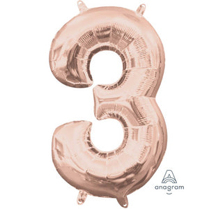 Amscan_OO Balloon - Foil Number 3 Rose Gold Foil Balloon 40cm Each