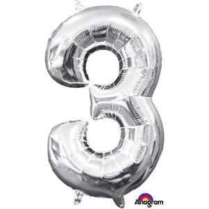 Amscan_OO Balloon - Foil Number 3 Silver Foil Balloon 40cm Each