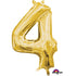 Number 4 Gold Foil Balloon 40cm Each