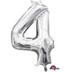 Amscan_OO Balloon - Foil Number 4 Silver Foil Balloon 40cm Each