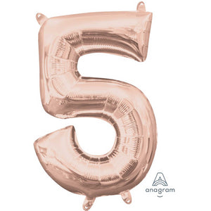 Amscan_OO Balloon - Foil Number 5 Rose Gold Foil Balloon 40cm Each