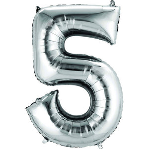 Amscan_OO Balloon - Foil Number 5 Silver Foil Balloon 40cm Each