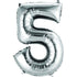 Number 5 Silver Foil Balloon 40cm Each