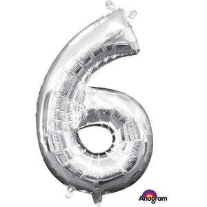 Amscan_OO Balloon - Foil Number 6 Silver Foil Balloon 40cm Each