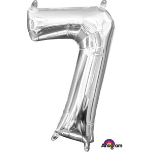 Amscan_OO Balloon - Foil Number 7 Silver Foil Balloon 40cm Each