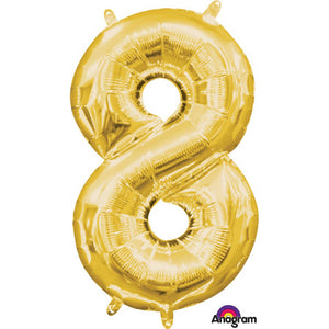 Amscan_OO Balloon - Foil Number 8 Gold Foil Balloon 40cm Each
