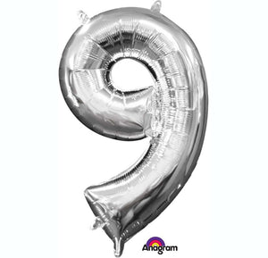 Amscan_OO Balloon - Foil Number 9 Silver Foil Balloon 40cm Each