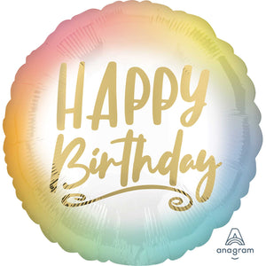 Amscan_OO Balloon - Foil Ombre and Gold Happy Birthday Foil Balloon 45cm Each