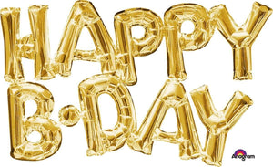 Amscan_OO Balloon - Foil Phrases Happy BDAY Gold Foil Balloon 76cm x 48cm Each