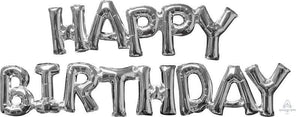 Amscan_OO Balloon - Foil Phrases HAPPY BIRTHDAY Silver Foil Balloon  Each