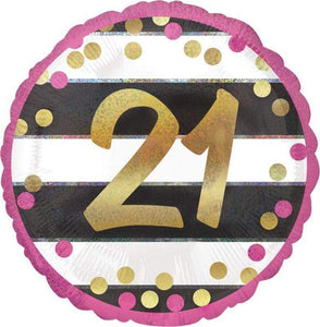 Amscan_OO Balloon - Foil Pink & Gold Milestone 21st Foil Balloon 45cm Each