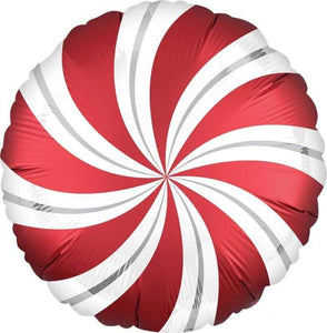 Amscan_OO Balloon - Foil Sangria Red Candy Cane Swirls Foil Balloon 45cm Each