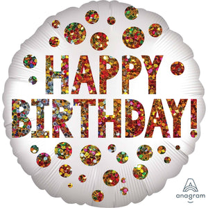 Amscan_OO Balloon - Foil Satin Infused Happy Birthday Sequins Foil Balloon 45cm Each
