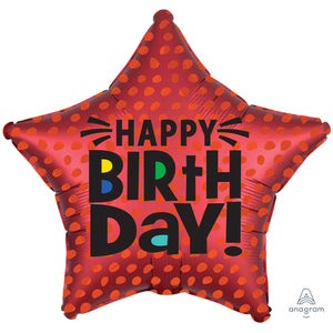 Amscan_OO Balloon - Foil Satin Infused Star Happy Birthday Foil Balloon 45cm Each