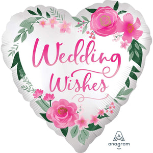 Amscan_OO Balloon - Foil Satin Wedding Wishes Heart Foil Balloon 45cm Each