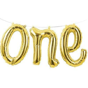 Amscan_OO Balloon - Foil Script One Gold Foil Balloon 76cm x 48cm Each