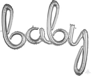 Amscan_OO Balloon - Foil Script Phrase baby Silver Foil Balloon 99cm x 83cm Each