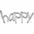 Script Phrase happy Silver Foil Balloon 104cm x 50cm Each