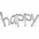 Amscan_OO Balloon - Foil Script Phrase happy Silver Foil Balloon 104cm x 50cm Each