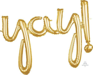 Amscan_OO Balloon - Foil Script Phrase yay! Gold Foil Balloon 88cm x 63cm Each