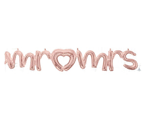 Amscan_OO Balloon - Foil Script Phrases mr & mrs Rose Gold Foil Balloon 149cm x 25cm Each