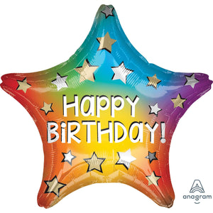 Amscan_OO Balloon - Foil Star Happy Birthday Rainbow Star Foil Balloon 45cm Each