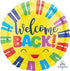 Welcome Back Colourful Stripes Foil Balloon 45cm Each