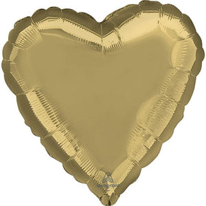 Balloon - Foil White Gold Heart Foil Balloon 45cm Each