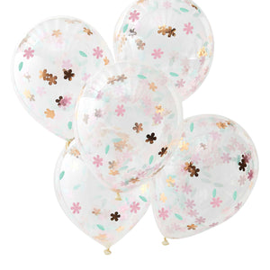 Balloon - Latex Ditsy Floral Confetti 30cm Balloons 5pk