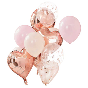 Balloon - Latex Mix It Up Rose Gold And Blush Balloon Bundle 12pk