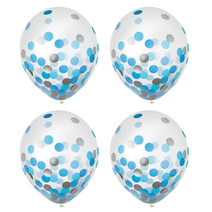 Amscan_OO Balloon - Plain Latex Blue & Silver Confetti Latex Balloons 30cm 6pk