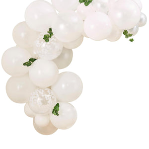 Amscan_OO Balloon - Plain Latex Botanical Baby Mini White Balloon Arch With Foliage 45pk