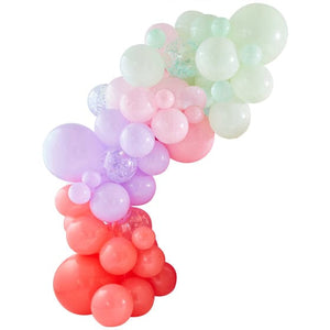 Balloon - Plain Latex Dino Pink Balloon Arch With Confetti Pastel Balloons 78pk