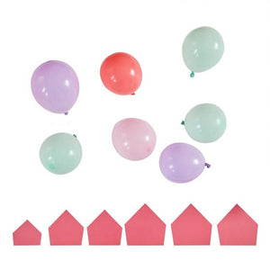 Balloon - Plain Latex Dino Pink & Pastel Mixed Balloons and Card Spikes 12cm 89pk